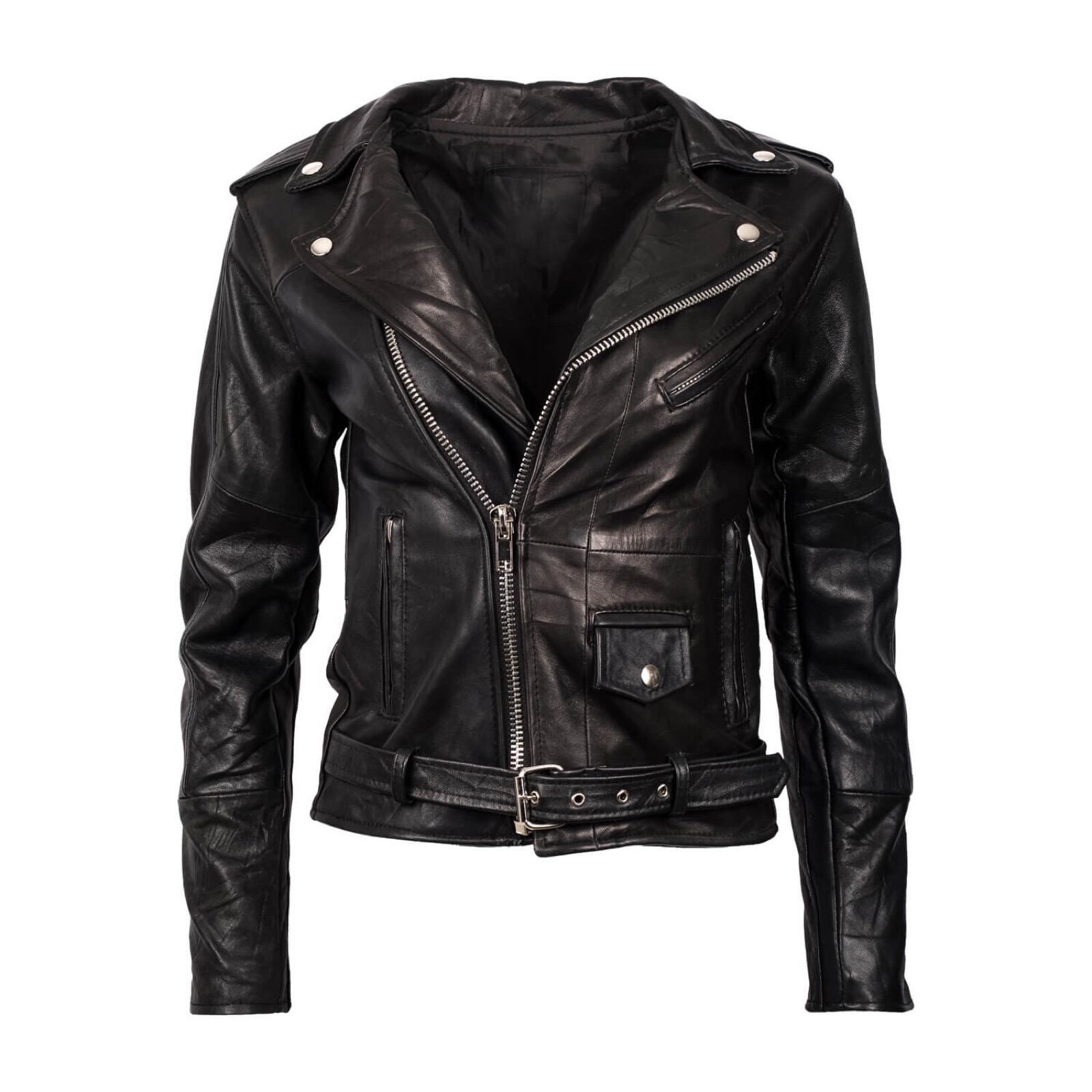 black leather motorcycle jacket