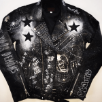 Black Leather Painted Motorcycle Coat